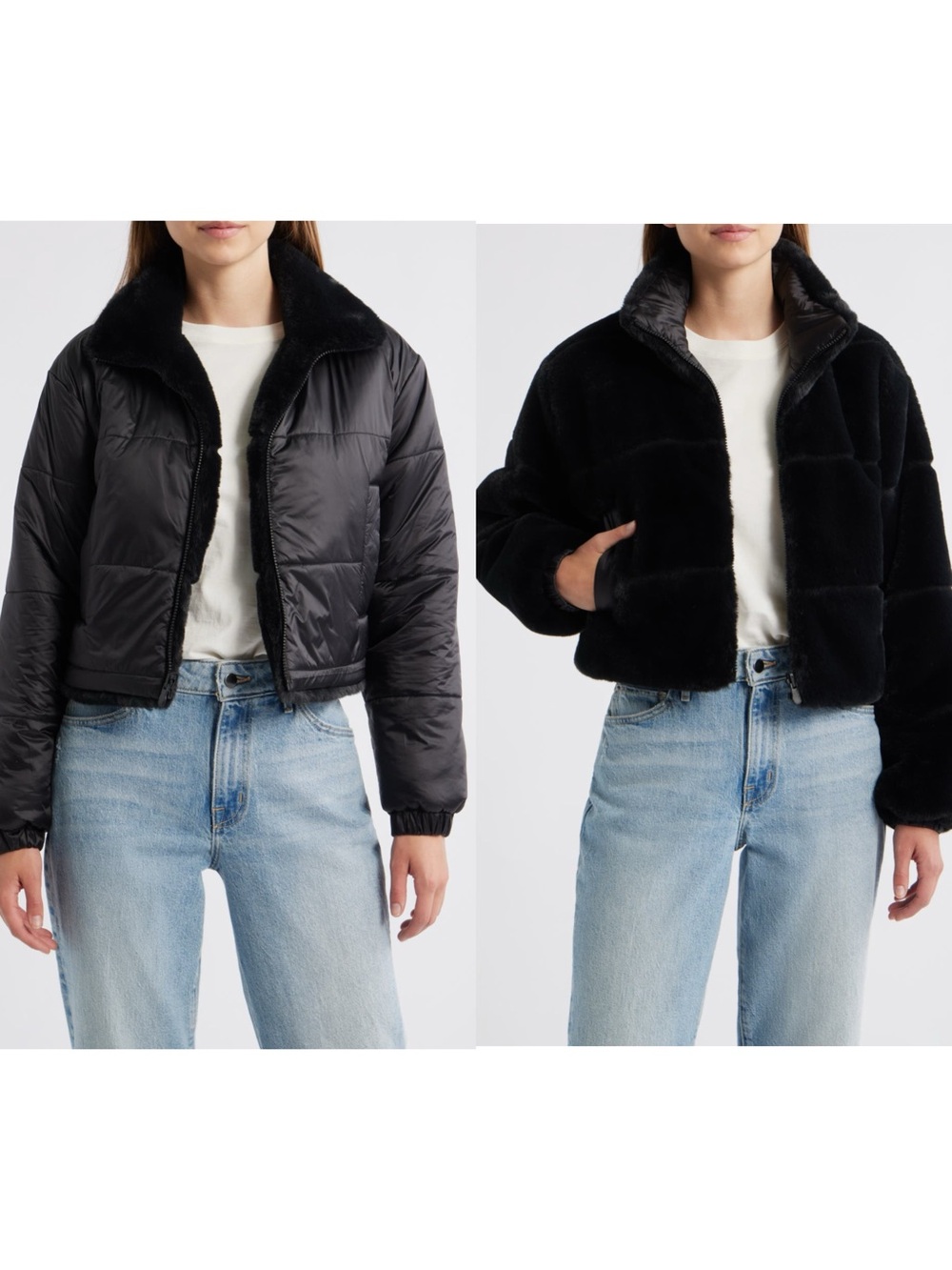 NWT SAVE THE DUCK YUKI Reversible Black Faux Fur Teddy Jacket size 4